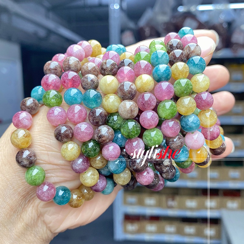สร้อยข้อมือ ประดับลูกปัดหินหยกเทียม หลากสี หรูหรา สไตล์จีน เครื่องประดับแฟชั่น สําหรับคู่รัก