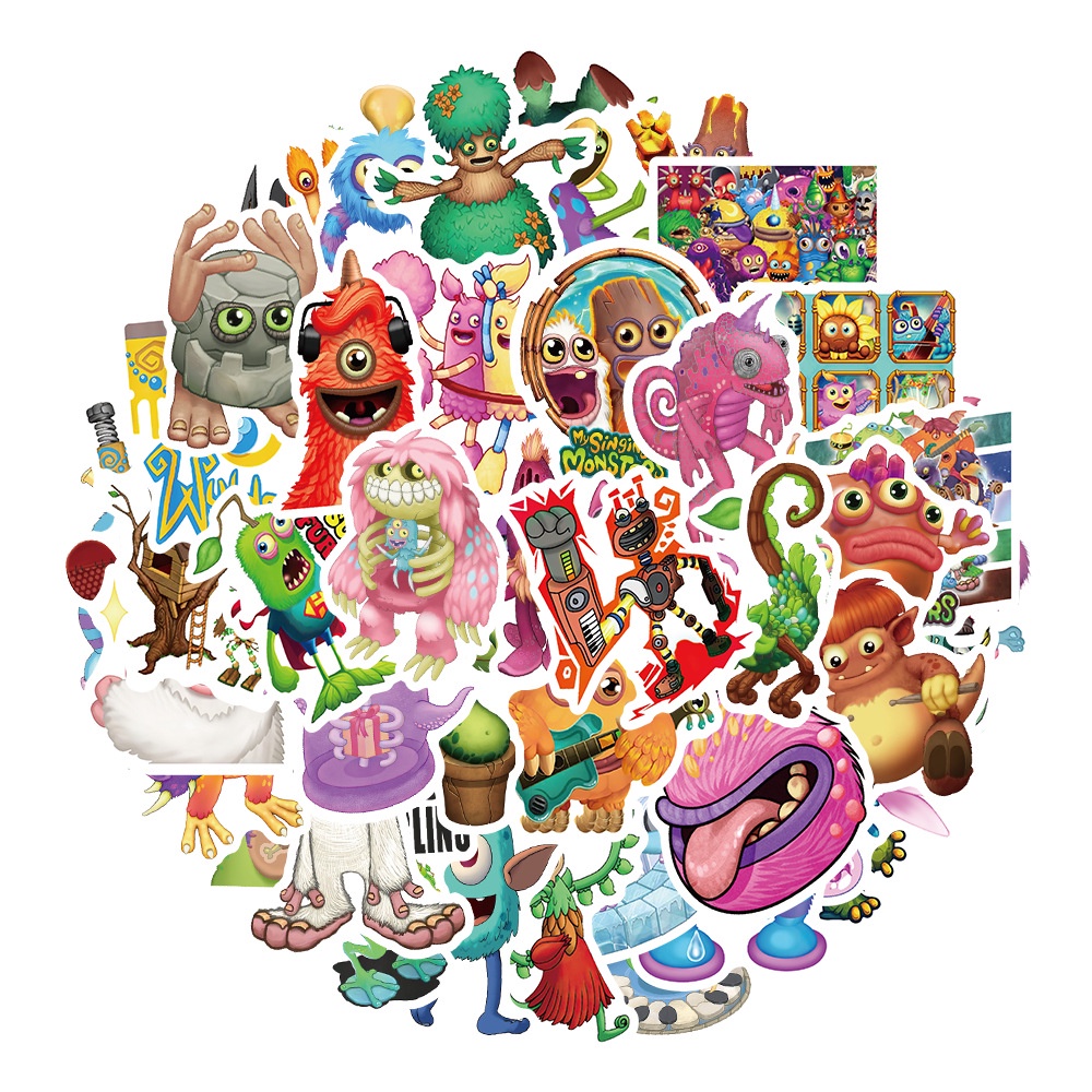 สติกเกอร์ ลายกราฟฟิติเกม My Singing Monster กันน้ํา สําหรับติดตกแต่งหมวกกันน็อค จักรยาน 50 ชิ้น