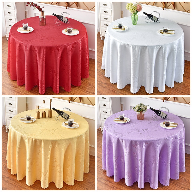 ผ้าปูโต๊ะ ทรงกลม ลายดอกไม้ สีแดง สีม่วง สีเหลือง สําหรับโรงแรม ร้านอาหาร