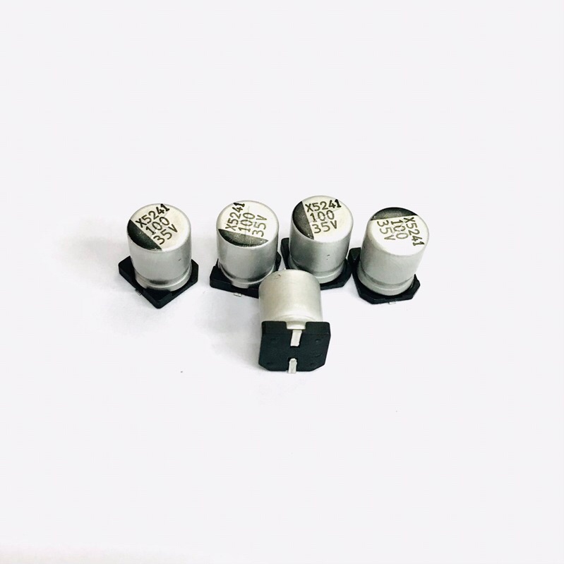 Capacitor SMD 100UF/35V(แพ็ค 10ตัว)คาปาซิเตอร์ 10*10mm ตัวเก็บประจุแบบกระป๋อง