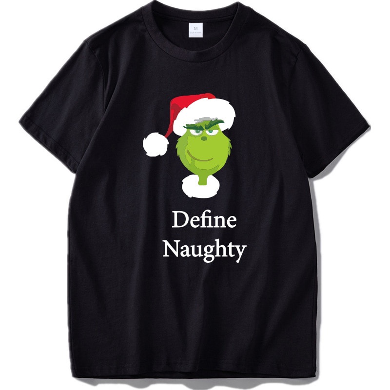High Quality Black Grinch Camiseta Christmas Cartoon Print Short Sleeve T-Shirt For Men