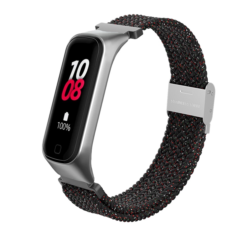 สายนาฬิกาข้อมือไนล่อนถัก ยืดหยุ่น พร้อมหัวเข็มขัด ปรับได้ สําหรับ Samsung Galaxy Band Fit 2 Fit2 SM-R220