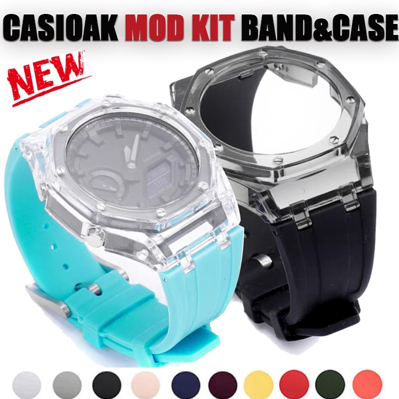 Casioak Mod สายนาฬิกาข้อมือยางใส แบบเปลี่ยน สําหรับ Casio G-Shock Watch Band Pin Buckle GA2100 GA2110