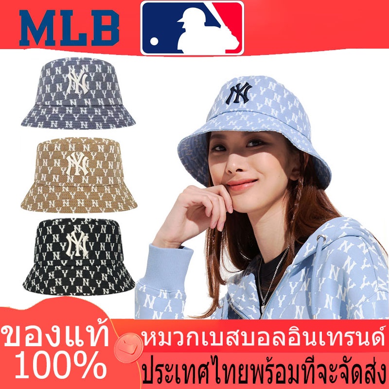 ของแท้ 100% MLB หมวกบักเก็ต สีขาวดํา NY YANKEES ROOKIE