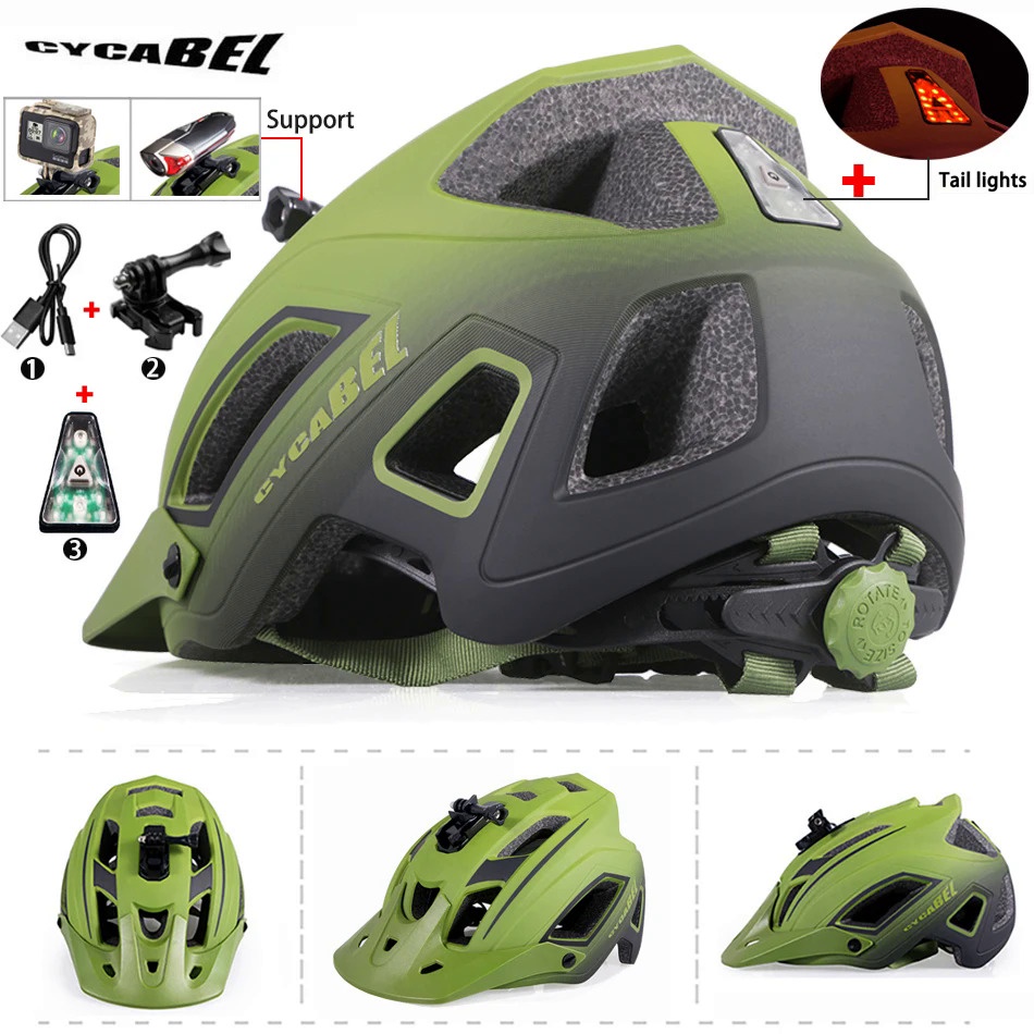CYCABEL Bicycle Helmet Ultra-light Safety Sports Bike Helmet Road Mountain Bike Hat Led Light MTB Racing Cycling 16 Hole