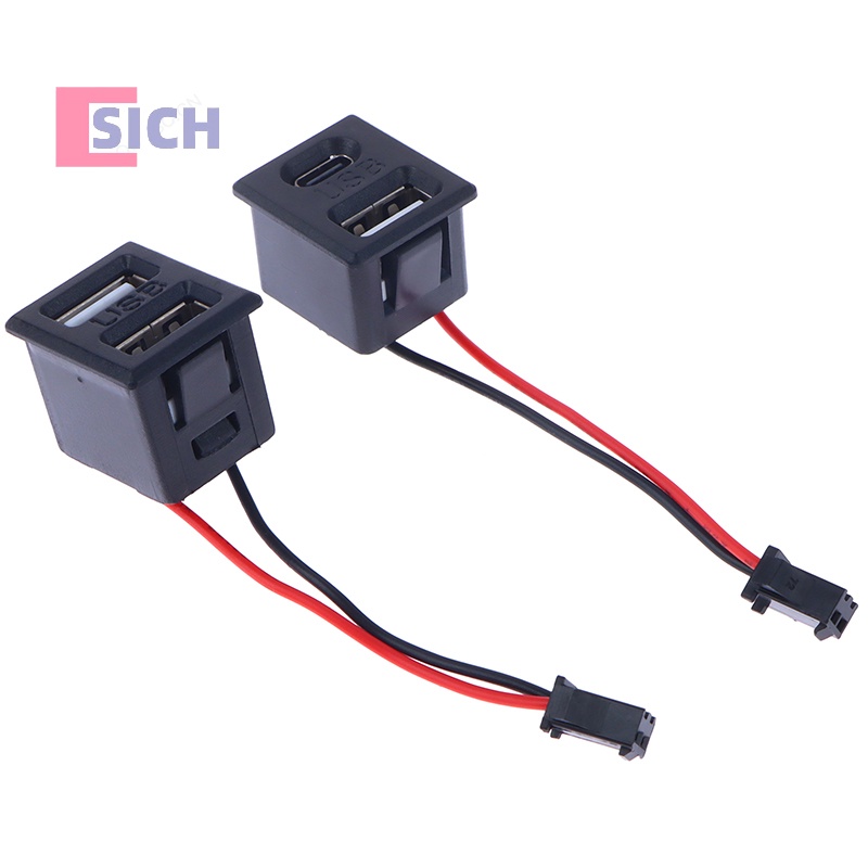 [Sich] ซ็อกเก็ตชาร์จ USB Type-c ตัวเมีย สองชั้น พร้อมสายเคเบิลเชื่อมต่อ 1 ชิ้น
