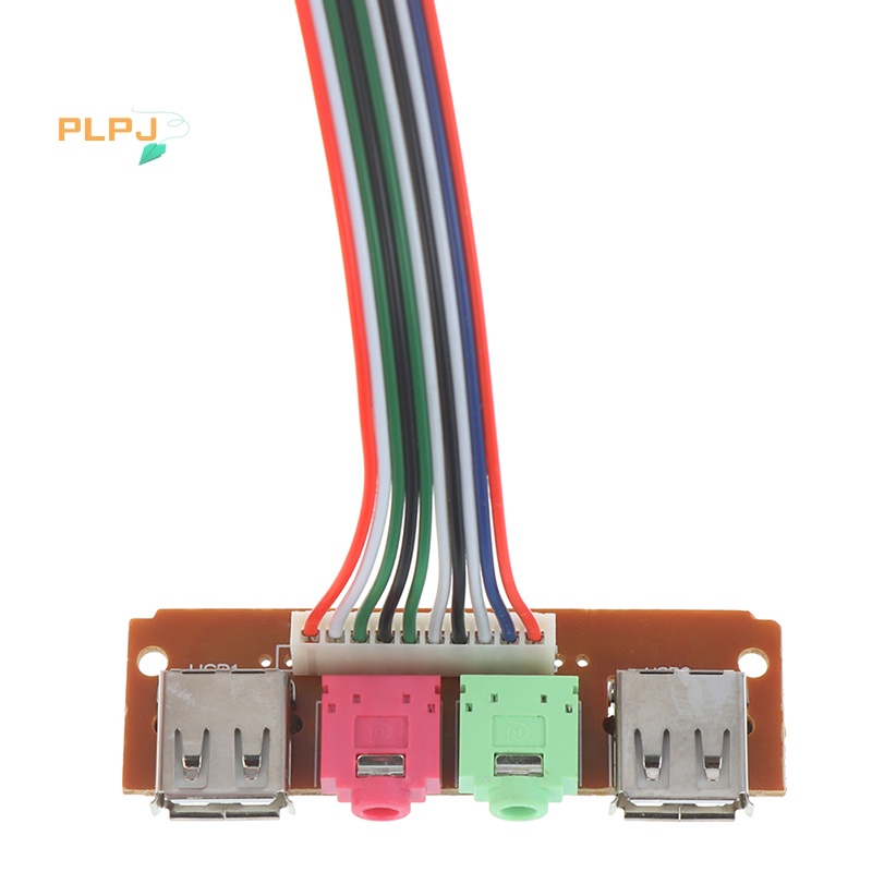 Plpj ใหม่ เคสคอมพิวเตอร์ USB 2 6.8 ซม. แผงด้านหน้า พอร์ตเสียง USB ไมค์ หูฟัง สายเคเบิ้ล