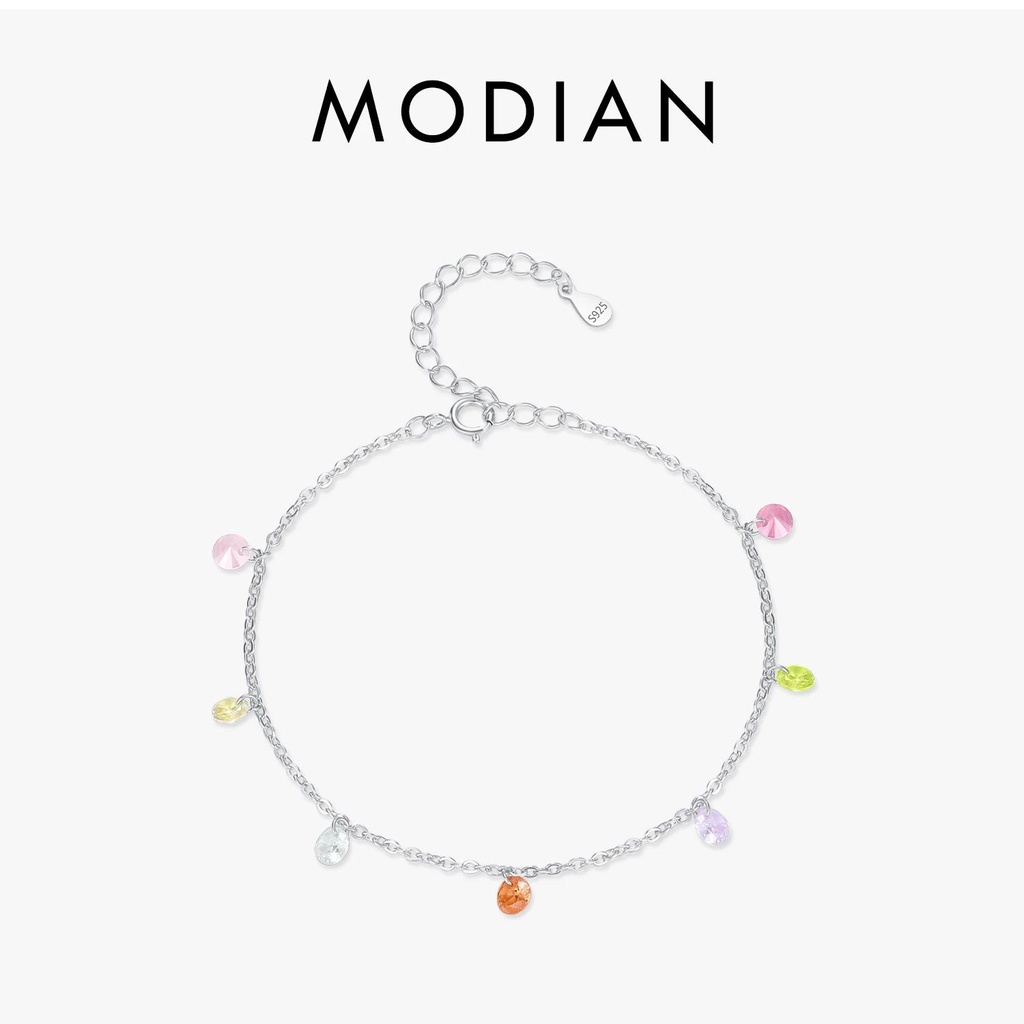 Modian สร้อยข้อมือเงินสเตอร์ลิง 925 สีรุ้ง สไตล์คลาสสิก หลากสี สําหรับผู้หญิง ของขวัญวันวาเลนไทน์