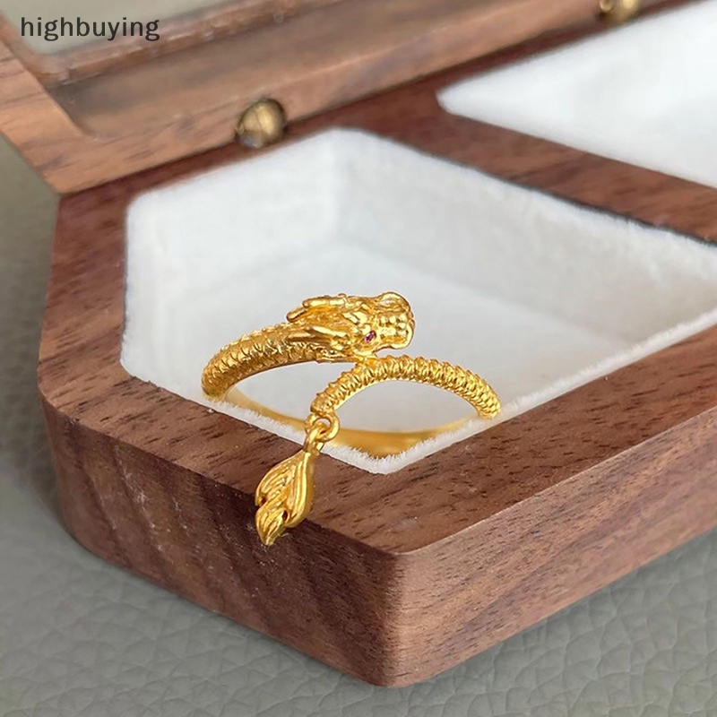 [highbuying] ใหม่ กันน้ํา เท่ อินเทรนด์ ชุบทอง ทองแดง มังกร ปรับได้ แหวนหาง เครื่องประดับแฟชั่น Unisex ของขวัญปีใหม่ สําหรับผู้หญิง ผู้ชาย มีสินค้า