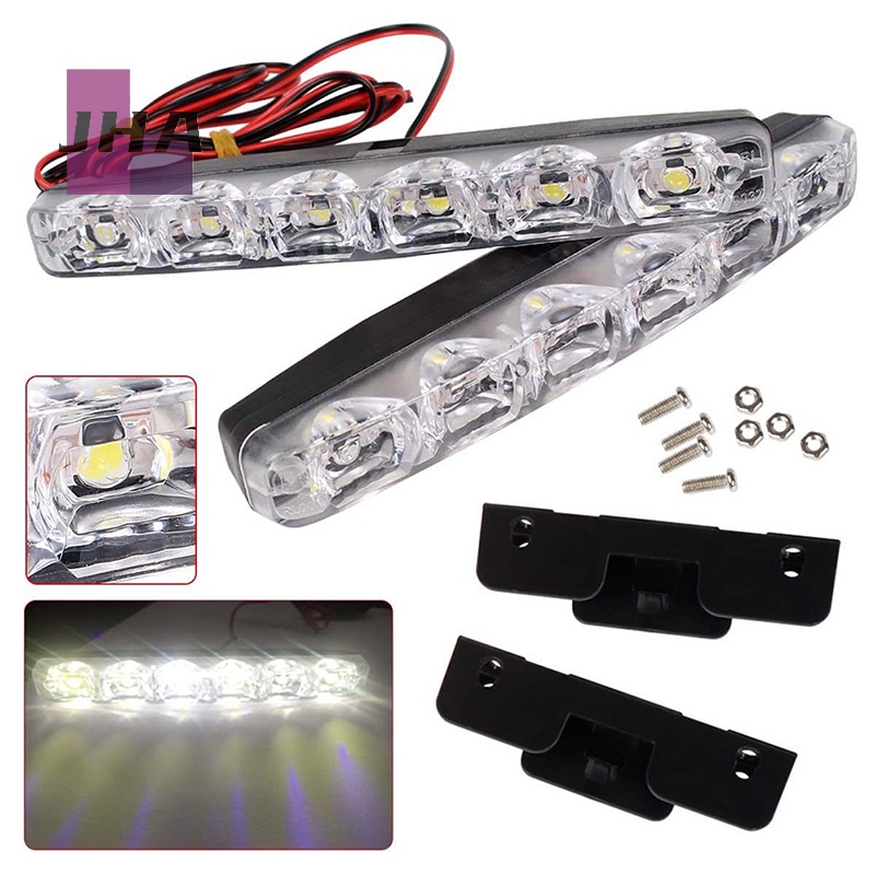 [JHA] ใหม่ ชุดไฟตัดหมอกกลางวัน DRL LED 6 ดวง 12V สําหรับติดรถยนต์ 2 ชิ้น
