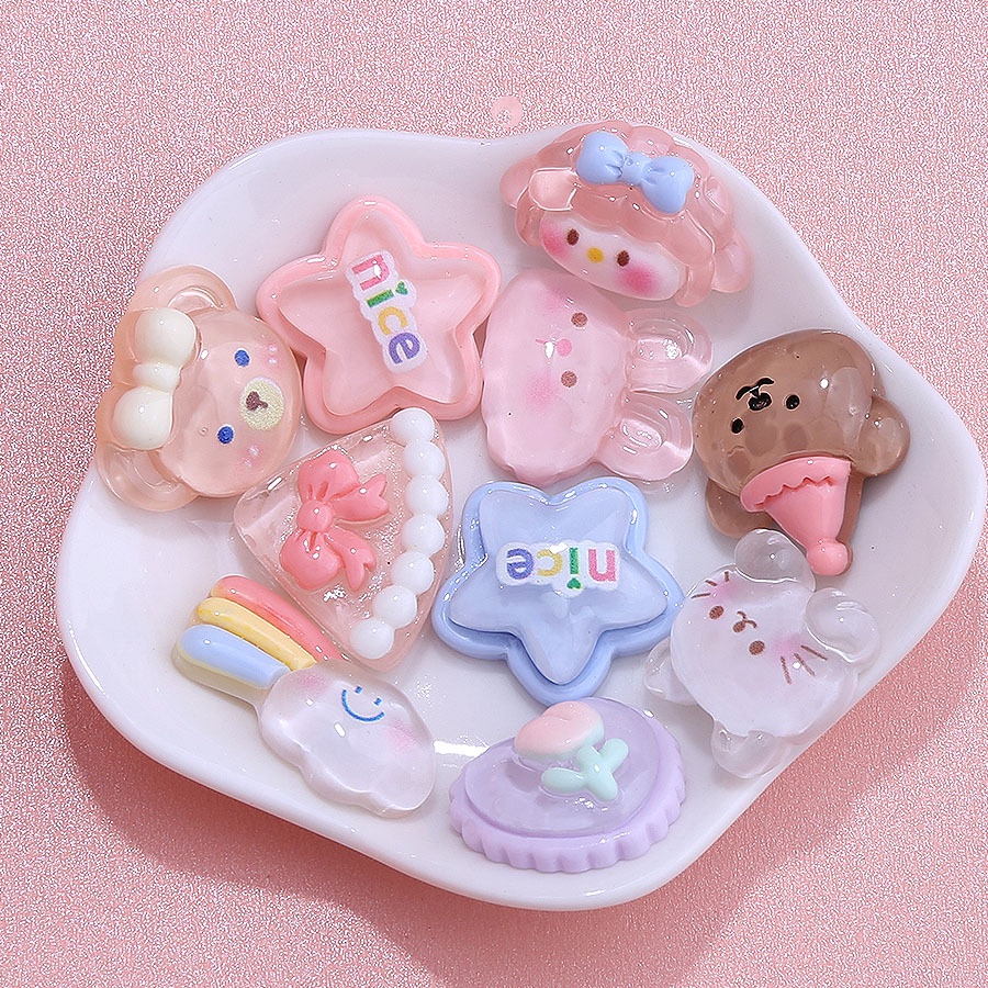 เรซิ่น diy แผ่นกาวเรซิ่น พลาสติกใส รูปการ์ตูนสัตว์ ไอศกรีมน่ารัก ขนาดเล็ก สําหรับทําเครื่องประดับ พวงกุญแจ กิ๊บติดผม diy