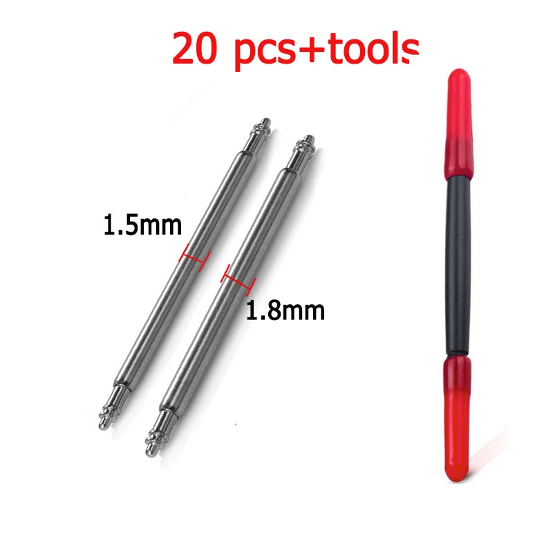 สปริงบาร์ 1.5 มม. 20 ชิ้น พร้อมเครื่องมือ สําหรับซ่อมแซมสายนาฬิกาข้อมือ 8-12 มม. 12-20 มม. 21 22 23 24 25 26 27 28 30 มม.