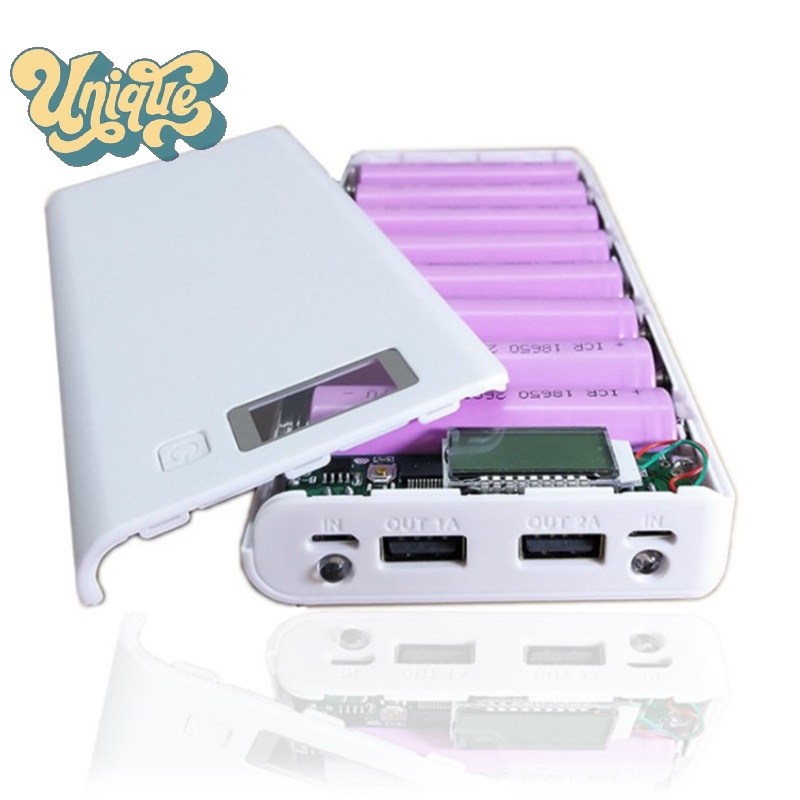 (Unique) 8×18650 Dual USB ไฟฉาย Charger Box Holder DIY Case ใหม่