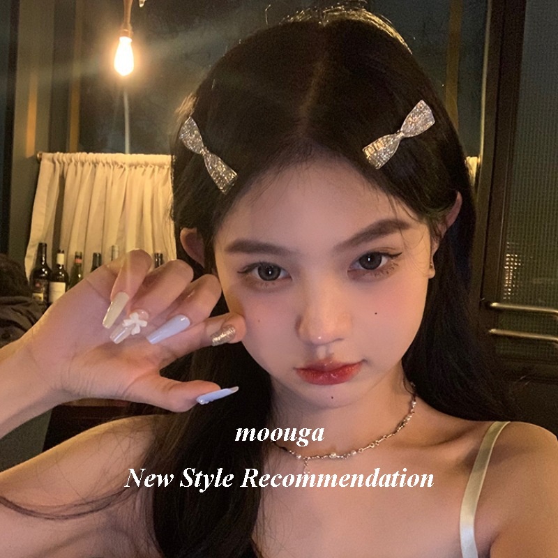 Moouga กิ๊บติดผมหน้าม้า ประดับเพทาย สวยหรู ระดับไฮเอนด์ สําหรับผู้หญิง