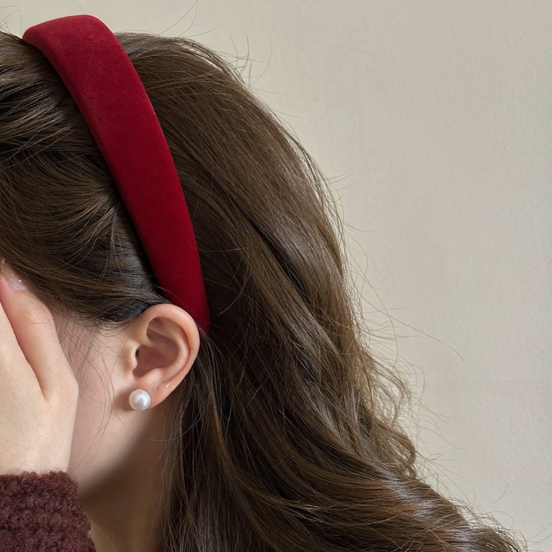 ที่คาดผม ผ้ากํามะหยี่ สีแดง สไตล์จีนวินเทจ สําหรับเด็กผู้หญิง 3 ขนาด - รูปที่ 6