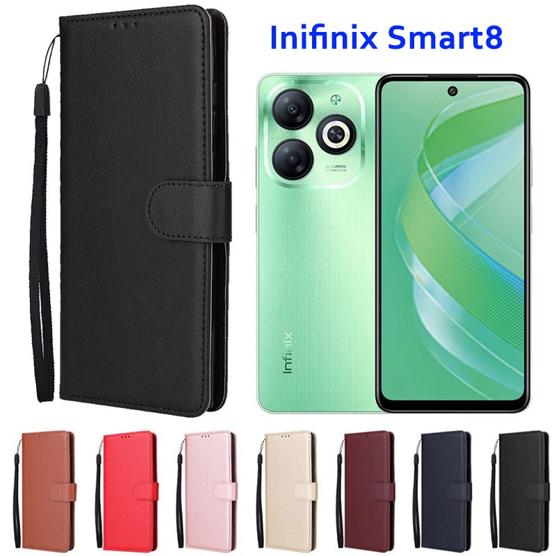 เคส โทรศัพท์ สำหรับ INFINIX Smart8/Hot40i Smart7 Smart6 รุ่นใหม่ ต้งได้ ใส่บัตรได้ แบบหนัง กันกระแทก แถมสาย Boss