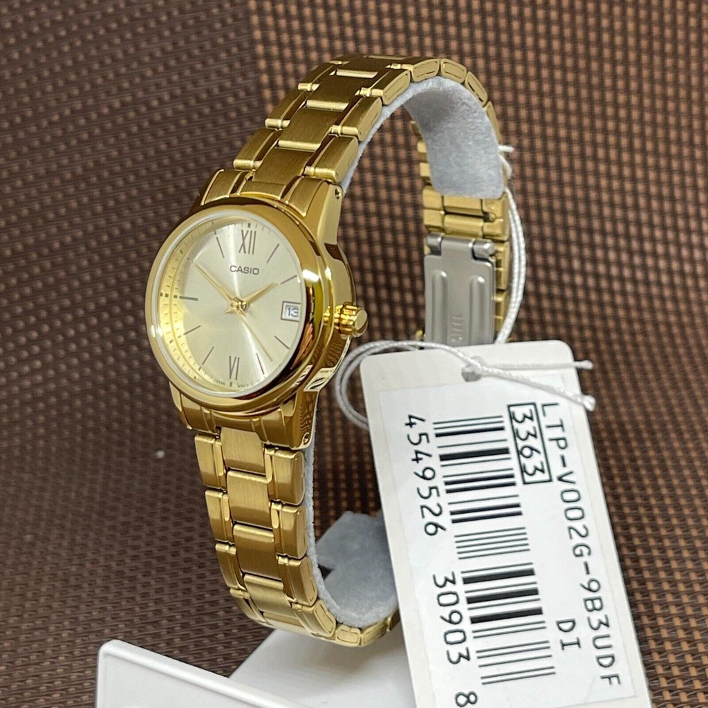 Casio LTP-V002G-9B3 Gold Analog Quartz Stainless Steel Roman Ladies Watch