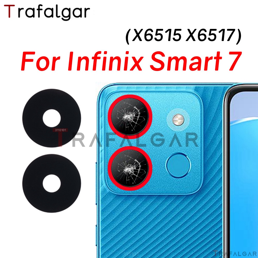 เลนส์กระจกกล้องด้านหลัง แบบเปลี่ยน พร้อมสติกเกอร์กาว สําหรับ Infinix Smart 7 X6515 X6517
