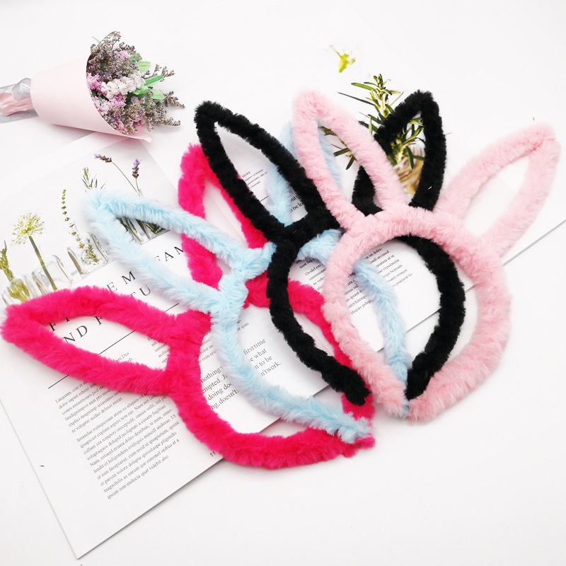 ในไทย-Plush กระต่ายหูสายคล้องผมผู้หญิงน่ารักกระต่ายหูสายคล้องผมล้างหน้าCOD