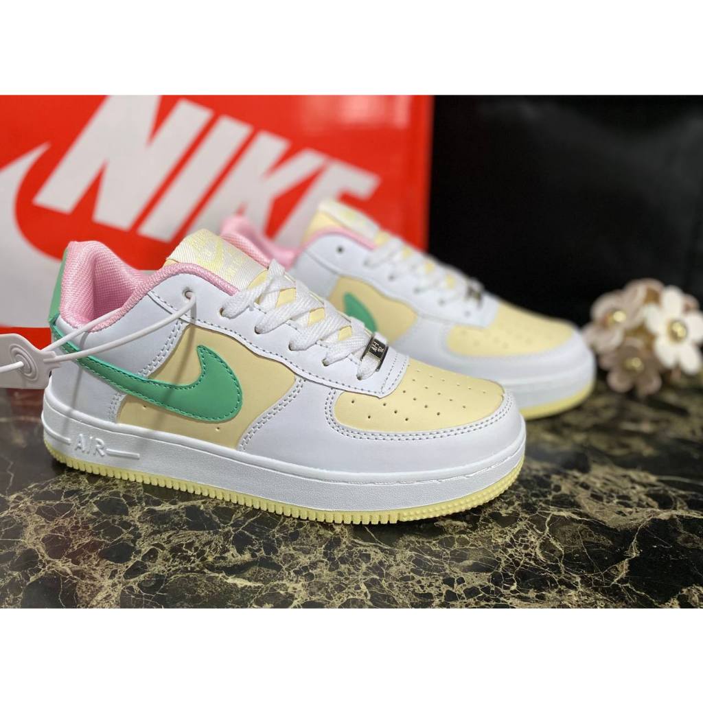 37-41 Air Force 1 AF1 Custom สีเทาสีชมพูสีดำ Low Top ผู้หญิงราคาถูก Street Sport รองเท้า แฟชั่น