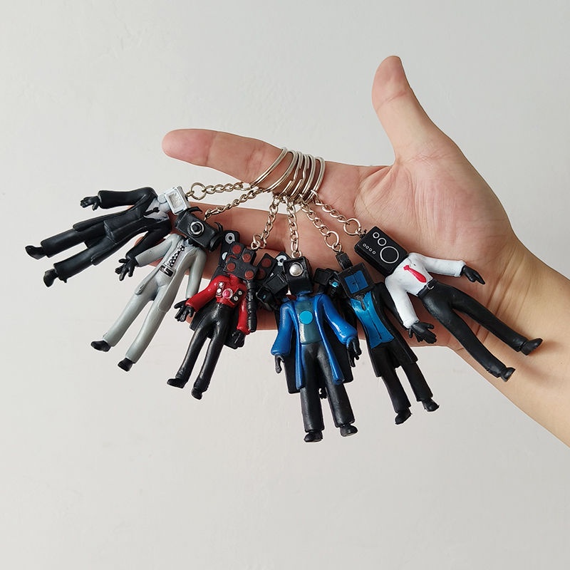 【พร้อมส่ง】การ์ด skibidi toilet T Titan พวงกุญแจ จี้ตุ๊กตาผู้ชาย จอมอนิเตอร์คู่ และเสียง สําหรับห้อยก