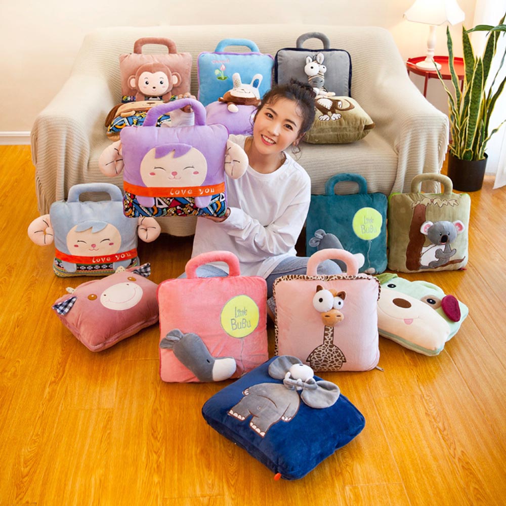 หมอนผ้าห่ม พร้อมส่ง หมอนผ้าห่มซุกมือรูปสัตว์ น่ารัก นุ่ม มีผ้าห่ม ซื้อเป็นของขวัญ พร้อมส่ง