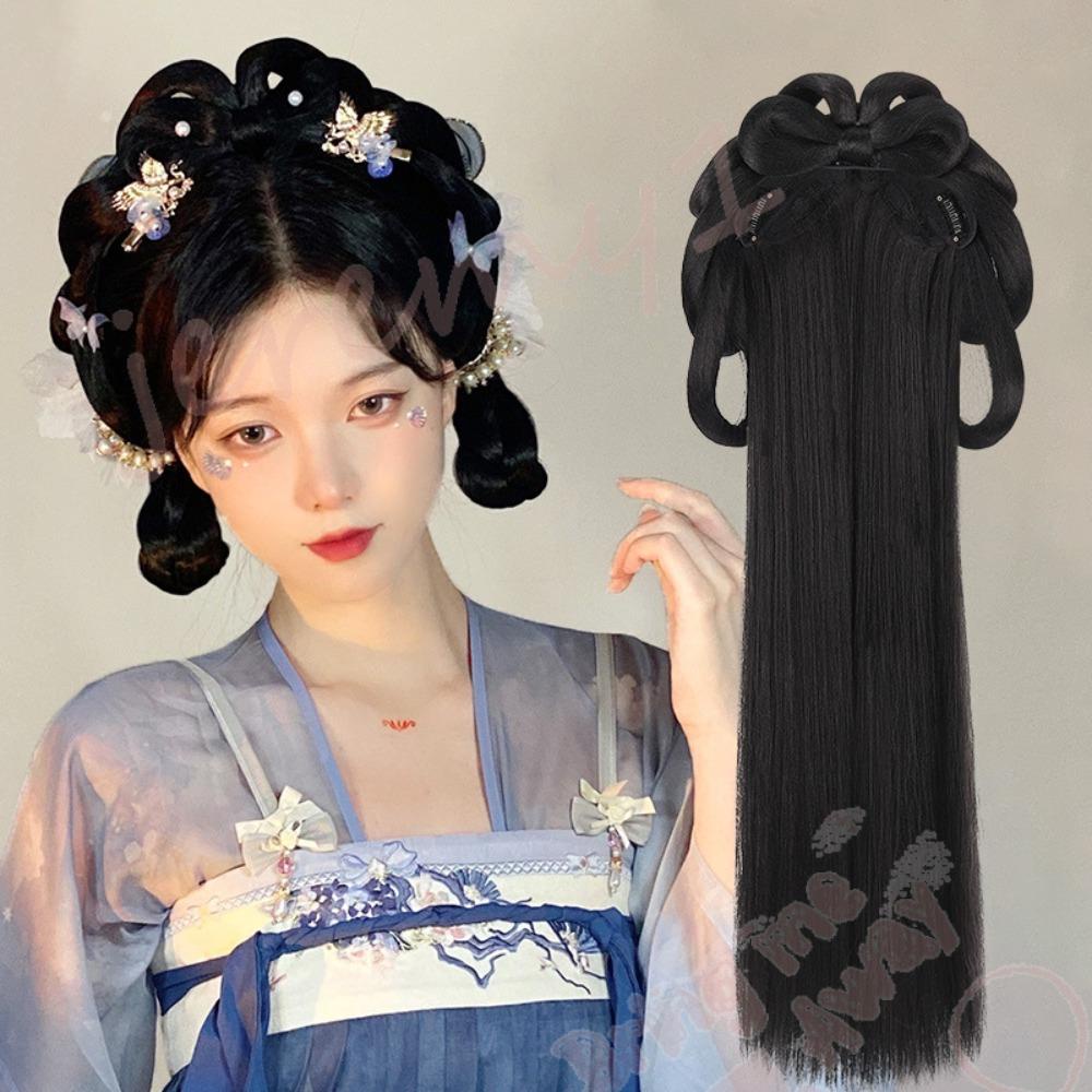 Jeremy1 ที่คาดผม วิกผมสังเคราะห์ สไตล์ฮั่นฝู จีนโบราณ แบบดั้งเดิม ซ่อนได้ สําหรับผู้หญิง