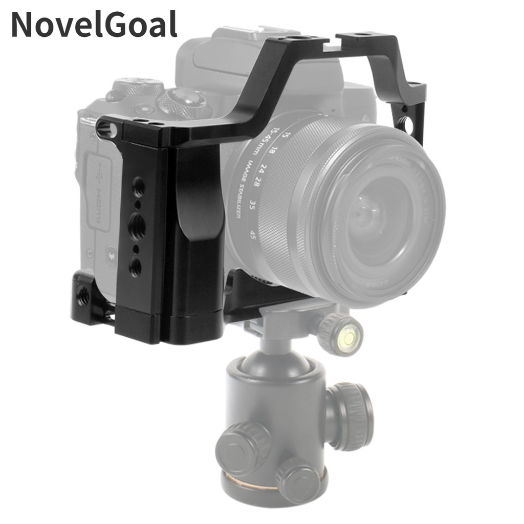 Novelgoal EOS M5 กรงกล้องอลูมิเนียม สําหรับ Canon EOS M50 M5 DSLR เมาท์โคลด์ชู 1/4 นิ้ว 3/8 นิ้ว สกรูมอนิเตอร์ ไฟวิดีโอ