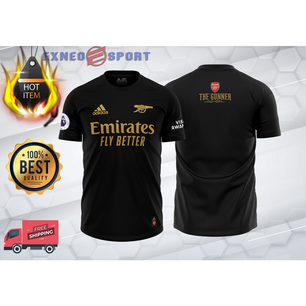 <MD> 1201-3คอตต้อนคอกลมเสื้อกีฬาแขนสั้น ผ้าไมโครไฟเบอร์ ลายทีมฟุตบอล Adidas Arsenal FC ชุดเหย้าS-5XL