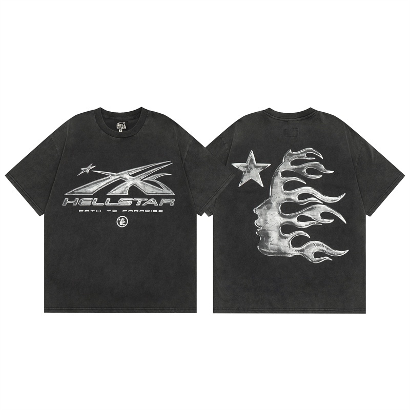 ถนนแฟชั่นผู้ชายและผู้หญิงผ้าฝ้ายเสื้อยืดปรอทรูปแบบเสื้อแขนสั้นเสื้อลําลอง