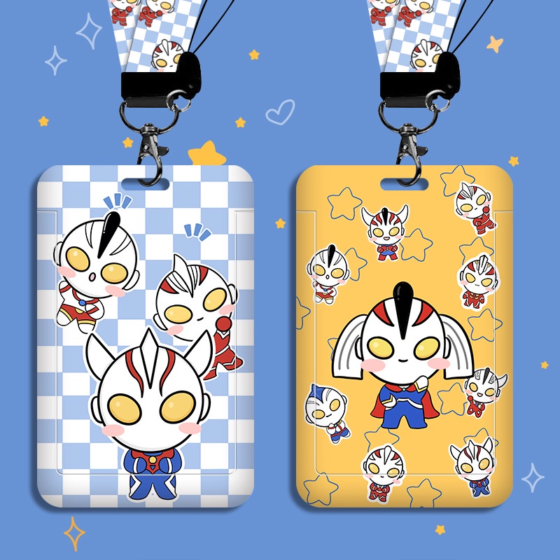เคสพลาสติกแข็ง ABS ลายการ์ตูนอุลตร้าแมน พร้อมสายคล้อง สําหรับใส่บัตรเครดิต บัตรประจําตัวประชาชน