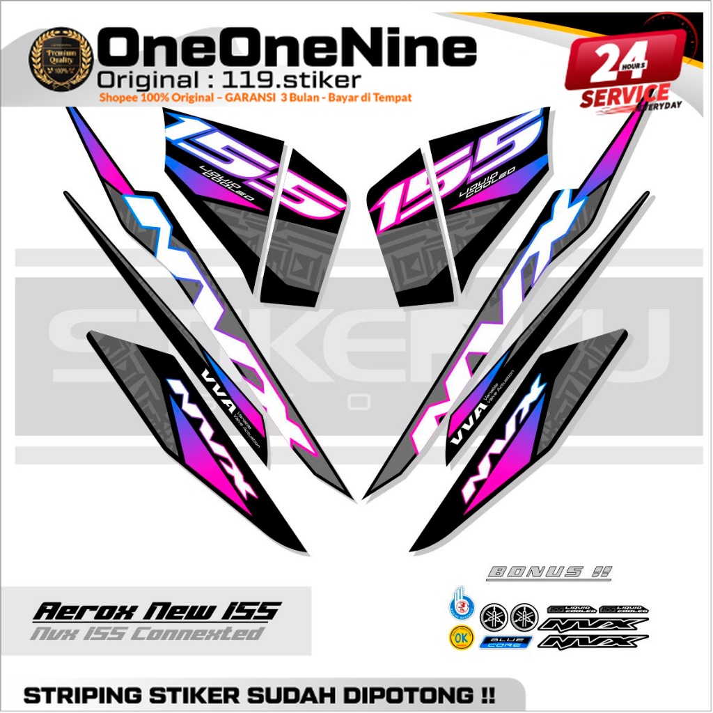 STRIPING AEROX 155 ใหม่ CONNETED MOTIF 24 / สีคอมโบ / ฐานสีดํา / AEROX 155 สติ๊กเกอร์เชื่อมต่อ / AER