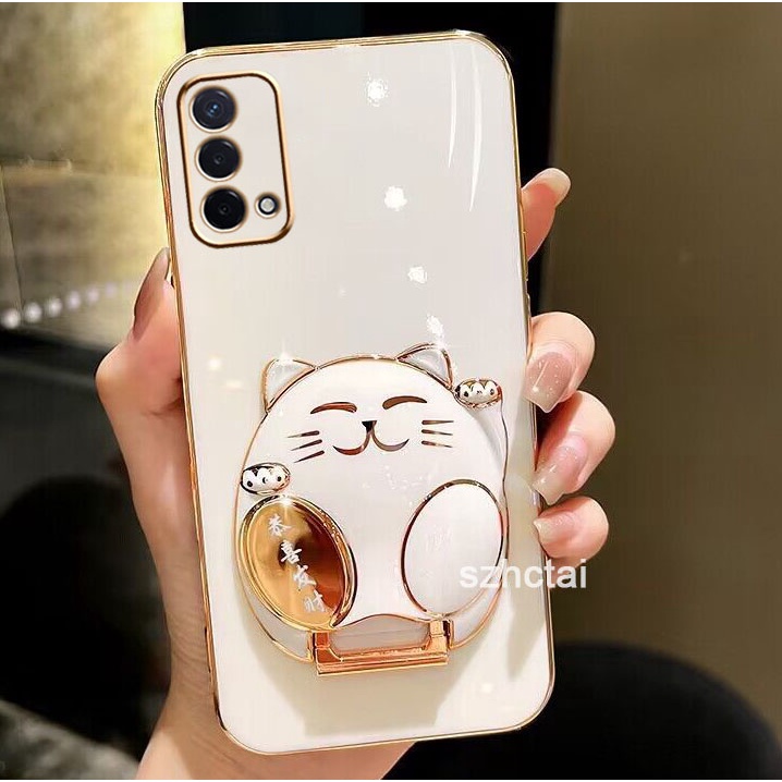 เคสโทรศัพท์ oppo a74 a95 เคสโทรศัพท์ เคสโทรศัพท์พร้อมขาตั้งแมวกวัก Gong Xi Fa Cai