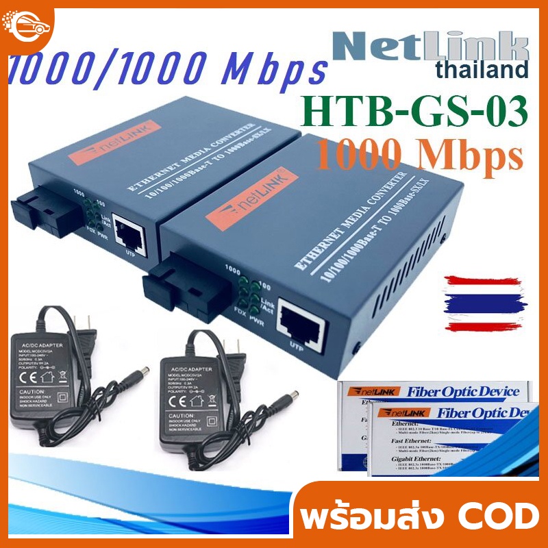 พร้อมส่ง NetLINK Media Converter HTB-3100(A+B)Fiber Optic 20KM 100 MBPS Single-mode Single-fiber WDM RJ45 FTTH มีเดีย คอ