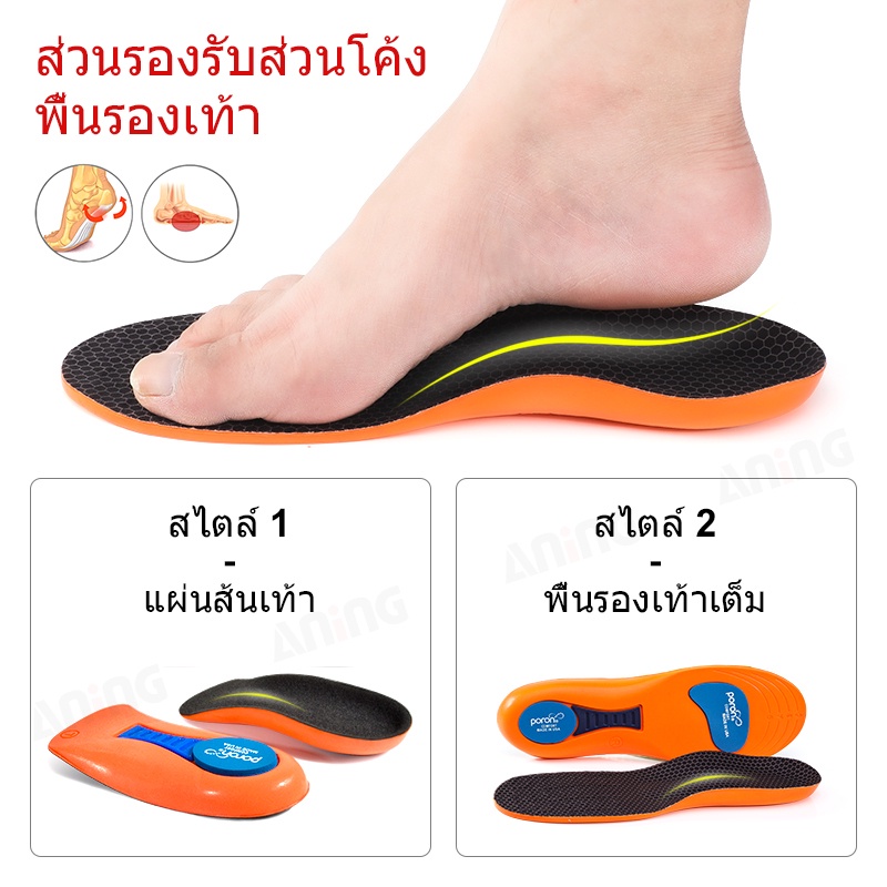Poron พื้นรองเท้าดูดซับแรงกระแทกสำหรับเท้าแบน พื้นรองเท้ารองรับส่วนโค้ง เบาะบรรเทาอาการปวดส้นเท้า - รูปที่ 2