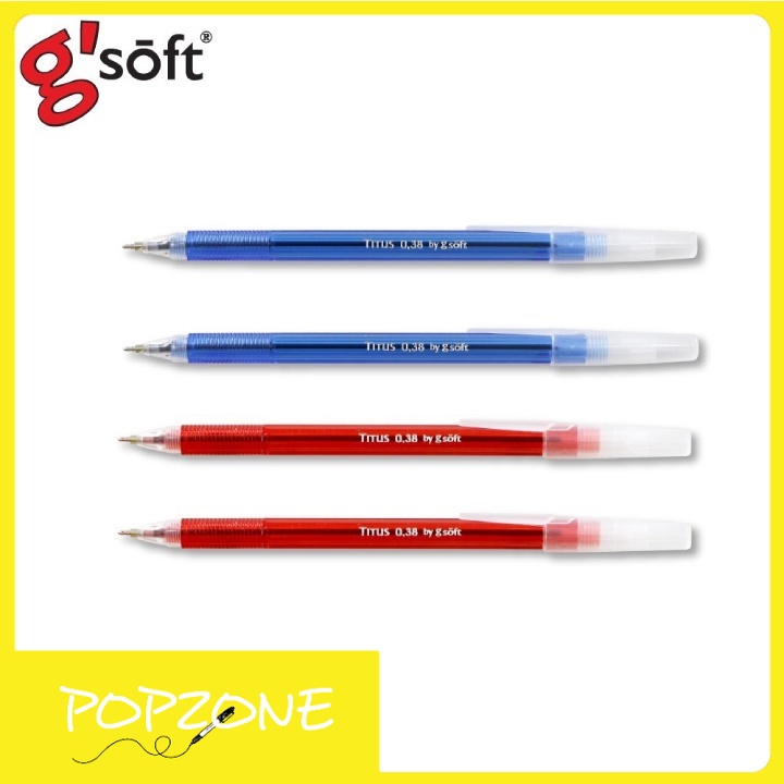 ปากกา 0.38 ลูกลื่น g'SOFT  รุ่น TITUS (แพ็ก 30 ด้าม) ลายเส้นเล็ก สม่ำเสมอ คมชัด ไม่ขาดตอน