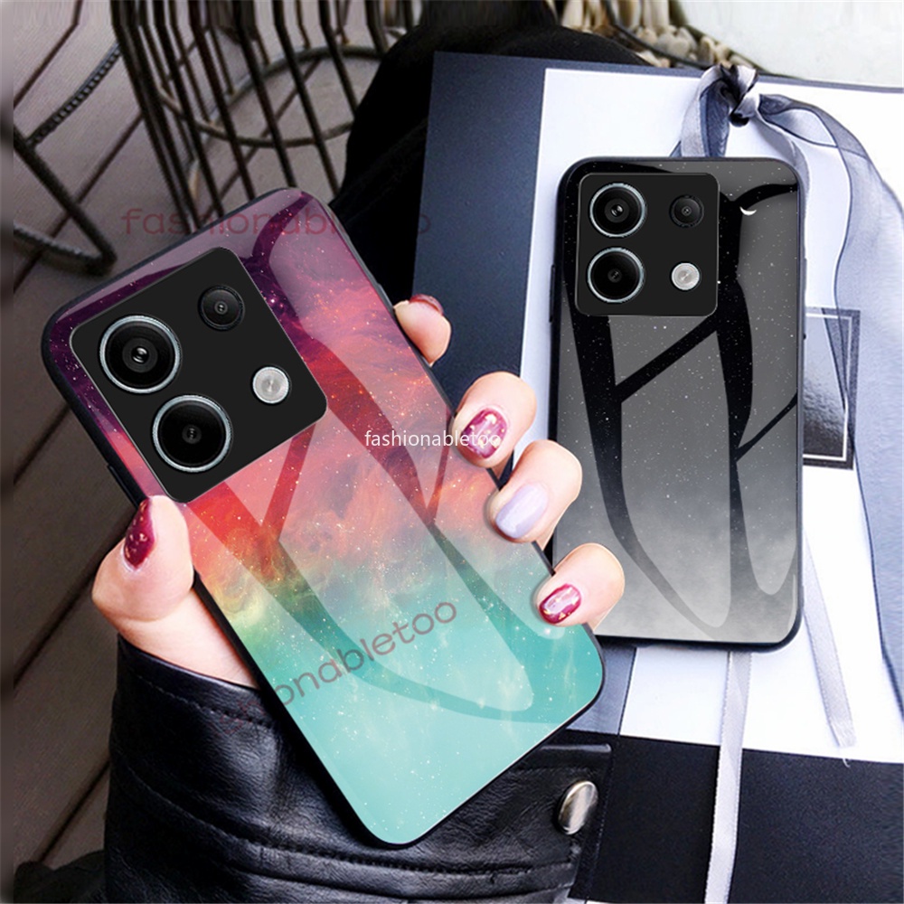 เคสโทรศัพท์มือถือกระจกนิรภัย TPU นิ่ม กันกระแทก ปิดด้านหลัง ไล่โทนสี แฟชั่น สําหรับ Redmi Note 13 pro plus 13R pro 13Rpro 13 Turbo 13Turbo Note13proplus Note13pro+