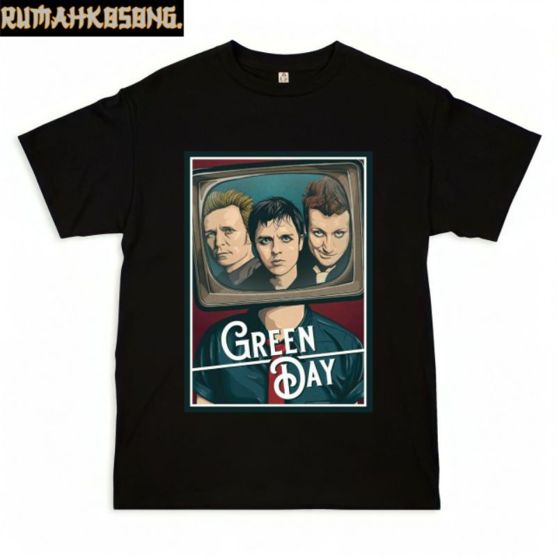 คลาสสิก เสื้อยืด พิมพ์ลายโปสเตอร์ GREENDAY GREENDAY BAND สําหรับผู้ชาย