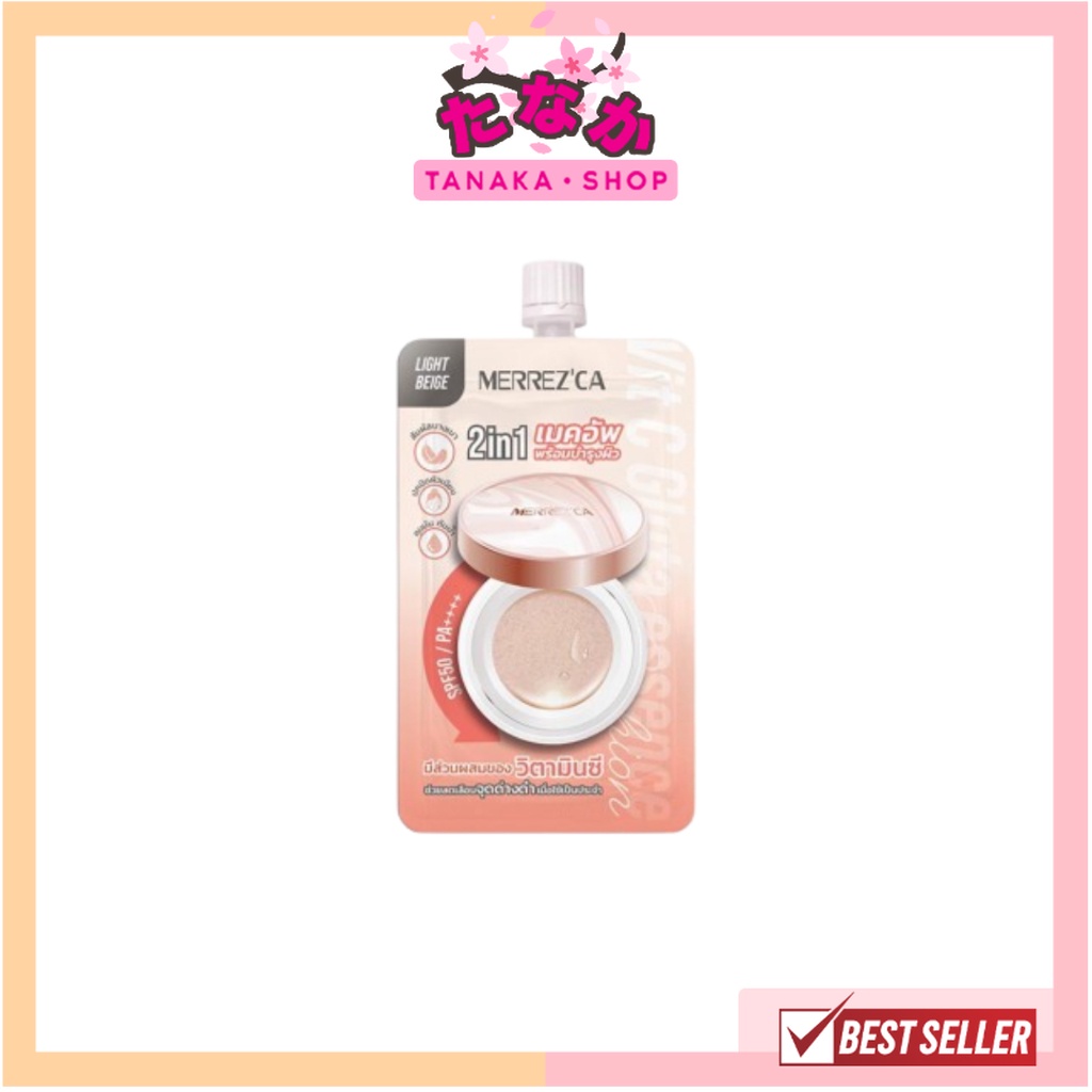 (1ซอง) Merrez'ca คุชชั่น Vit C Gluta Essence Cushion SPF 50+ PA++++ 5 มล.