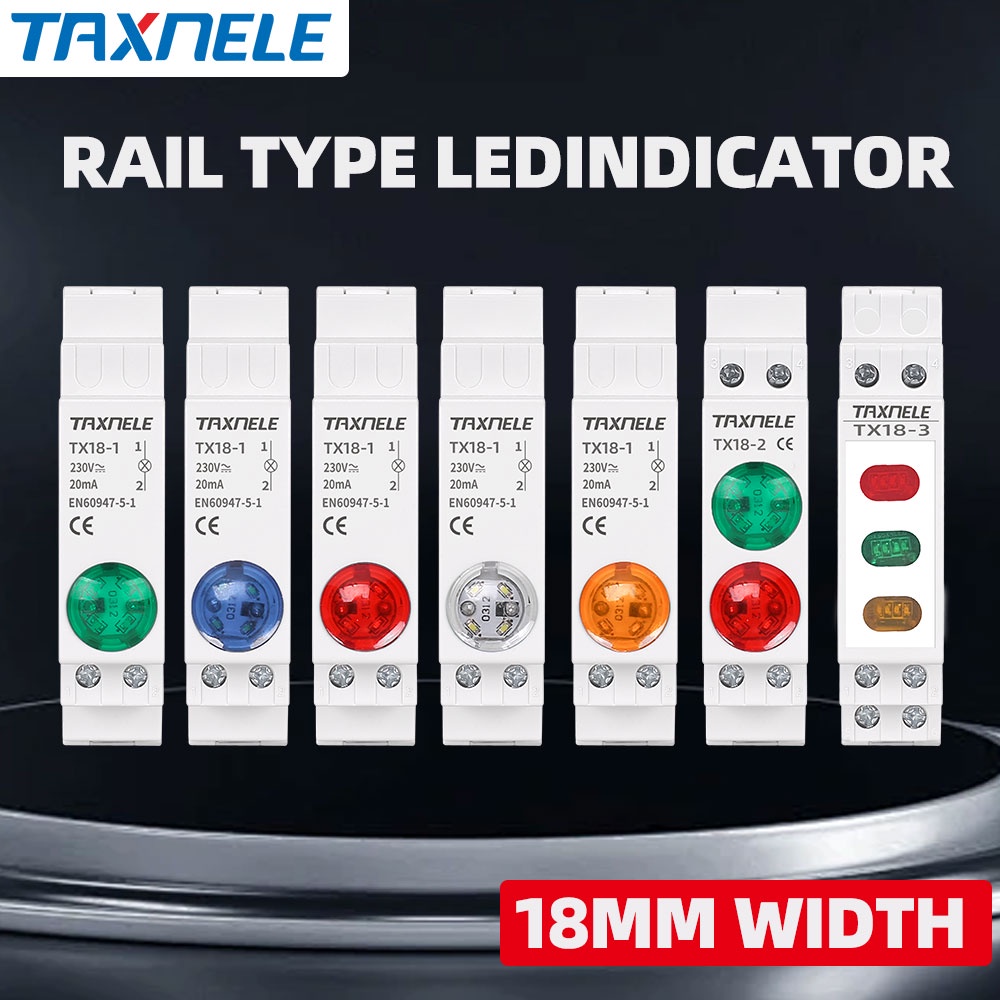 โคมไฟสัญญาณ LED AC DC 220V 230V 18 มม. สีแดง เขียว น้ําเงิน ส้ม ขาว