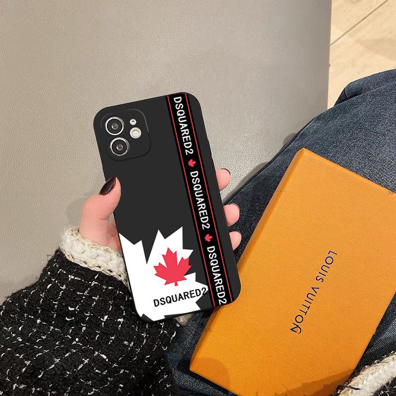 เคสไอโฟน Dsquared2 เคสไอโฟนพิมพ์ลายใบเมเปิ้ล dsquared2 ไอคอนแบรนด์ ขอบสี่เหลี่ยมพลาสติก ป้องกันกล้อง