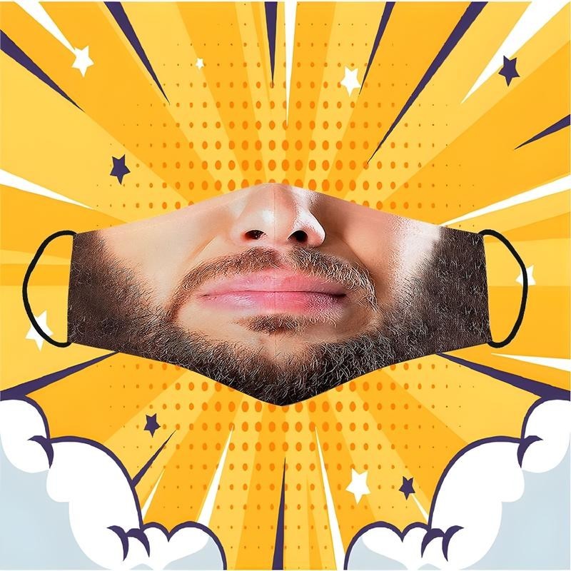 Funny Troll Fear Human Face Mask พร้อมเคราสามารถล้างและนํากลับมาใช้ใหม่ได้หลายครั้ง