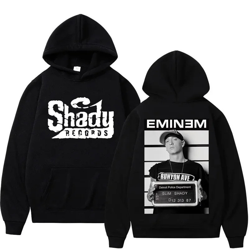 Rapper Eminem พิมพ์สองด้าน Hoodie ผู้ชายผู้หญิง Hip Hop Vintage ขนาดใหญ่ Hoodies แนวโน้มแฟชั่น Hoode
