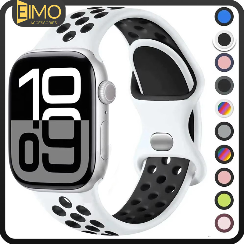 สายยางซิลิโคนกีฬา for IWatch Ultra 2 49 มม. สายยางนุ่มสำหรับ for Apple Watch Series 10 9 8 7 6 46 45 44 42 41 40 มม