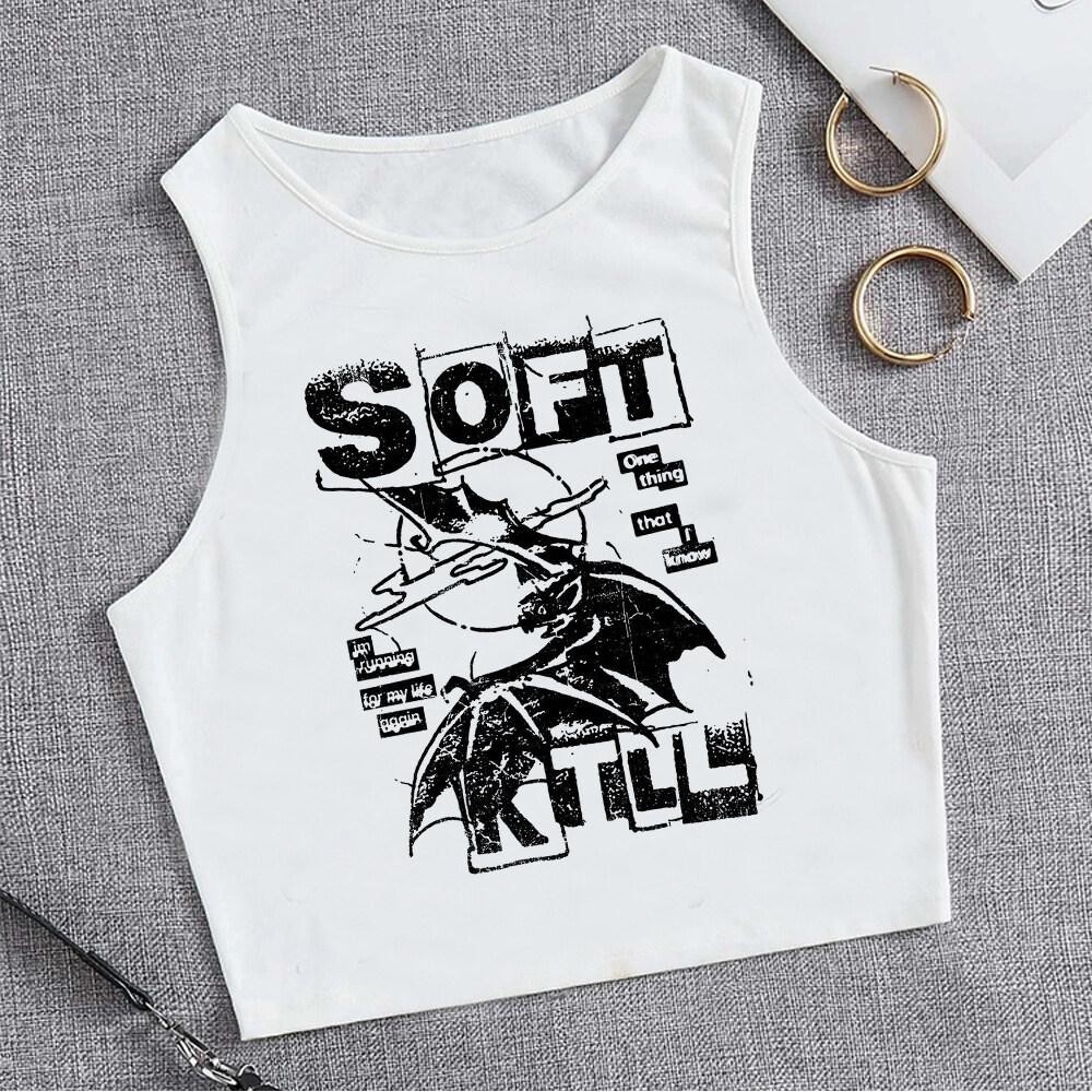 Black Graffiti graphic 90s aesthetic crop top girl fairycore yk2 kawai gothic crop top