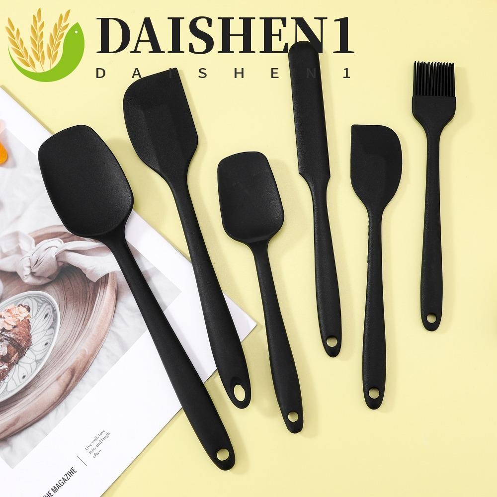 Daishen1 6 ชิ้น/เซ็ตไม้พายซิลิโคนชุด,อาหารเกรดไม่ติดทําอาหารผสมไม้พาย, Turner Anti-scalding ทนความร้อนหนาครีม Scraper เค้ก