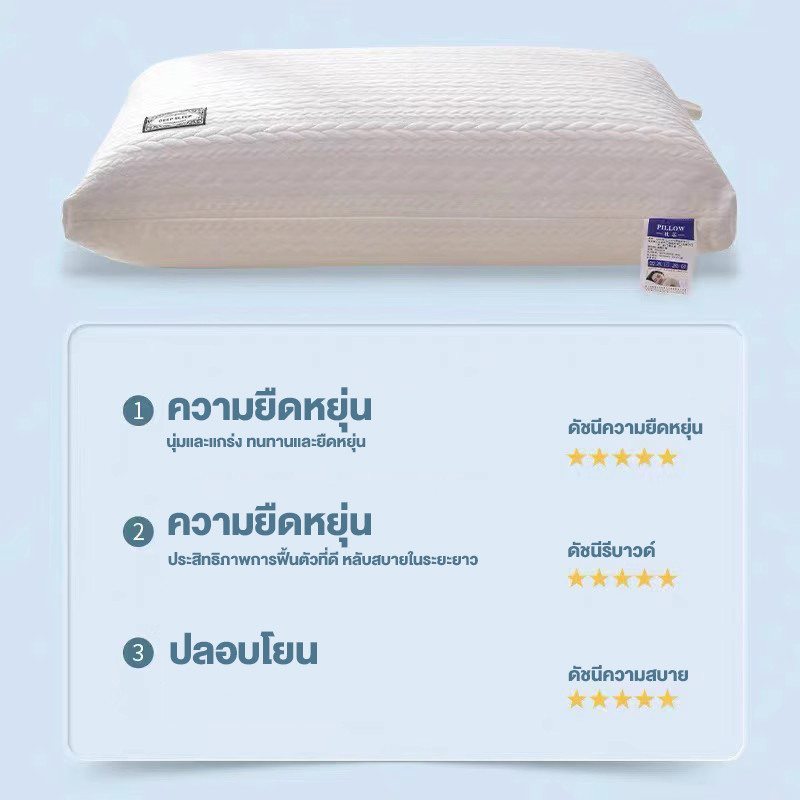 หลับลึก FLM หมอน 3 ความสูงให้เลือก บรรเทาอาการปวดคอ รองคอ จัดระเบียบกระดูกสันหลัง ลดกรน หมอนนอน
