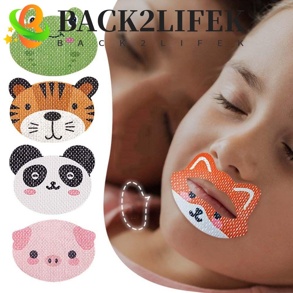 Back2lifek เทปปิดปากเด็ก ป้องกันหายใจทางปากและกรน 30 ชิ้น/เซ็ต ลายการ์ตูน พร้อมแผ่นแก้ไขขากรรไกรล่าง