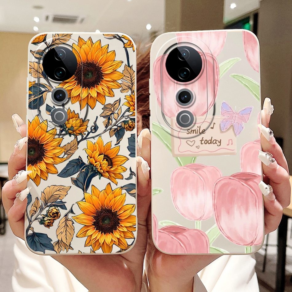 Vivo V40 Pro V40 5G ทิวลิปสวยปลอกผีเสื้อดอกทานตะวัน Vivo V2347 V2348 V40 40Pro ซิลิโคนอ่อนนุ่มเยลลี่เคสโทรศัพท์