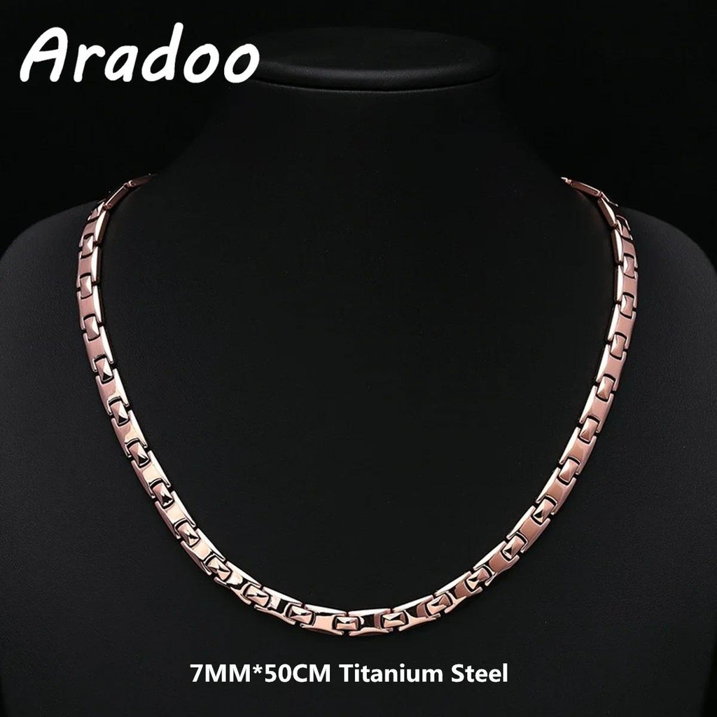 Aradoo ไทเทเนียมเหล็ก Hematite สร้อยคอแม่เหล็กสแตนเลสสร้อยคอผู้ชาย